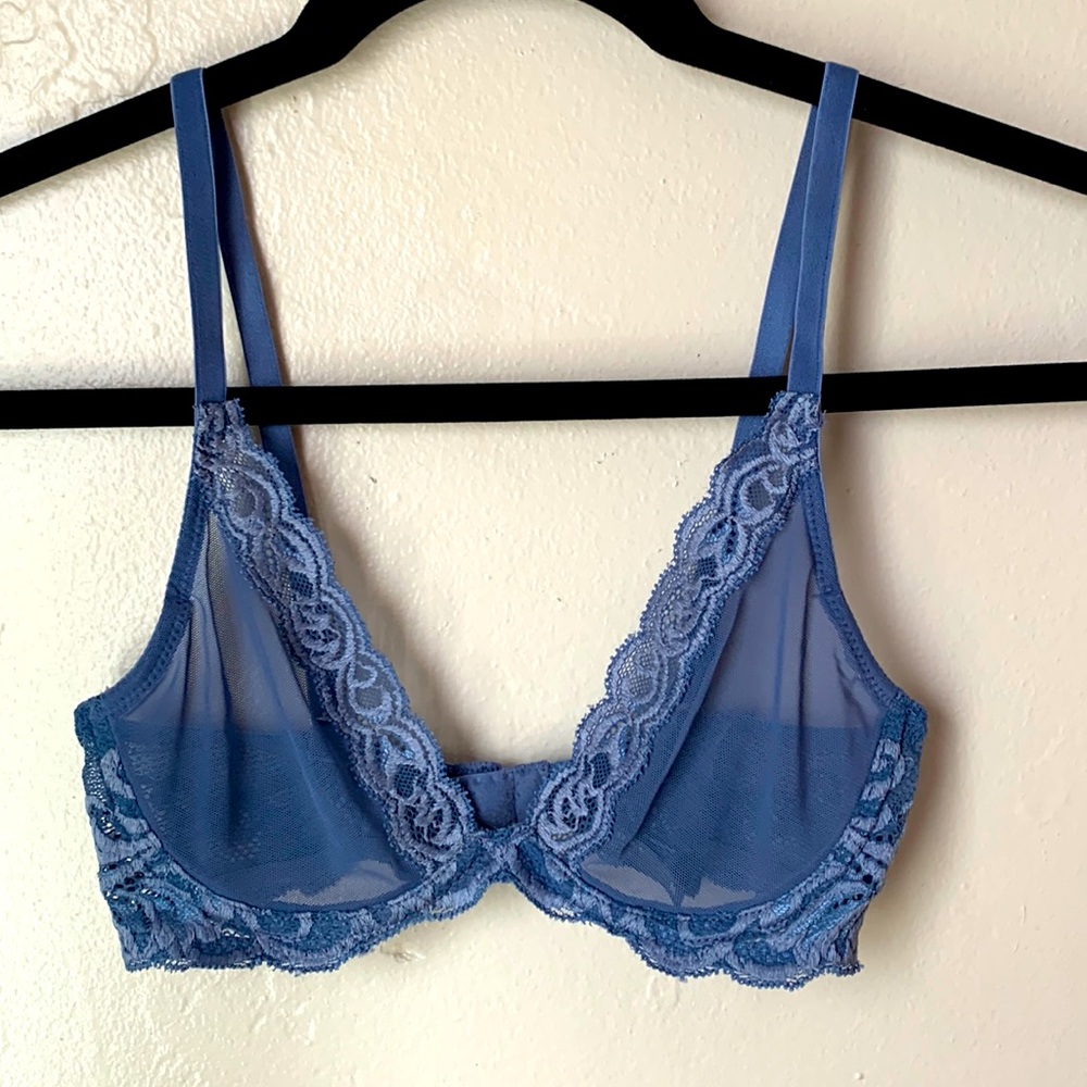 Lavender blue sheer & lace bra